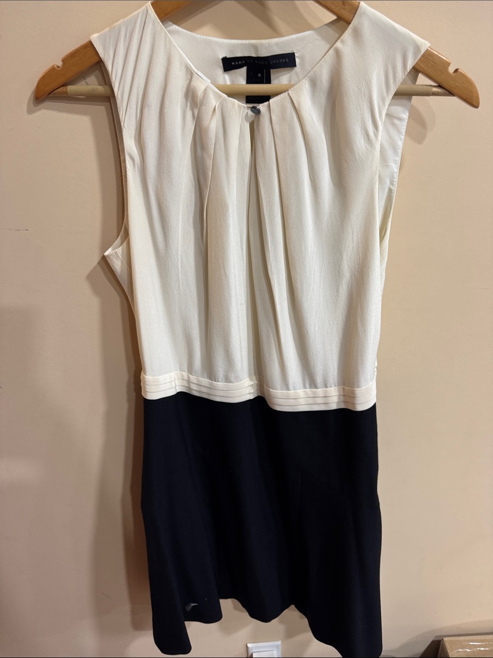Marc by Marc Jacobs Ivory and Black Sleeveless Two-Tone Dress